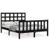 Estructura de cama con cabecero madera maciza negro 140x190