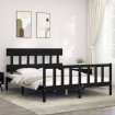 Estructura cama de matrimonio con cabecero madera maciza negro