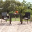 Mesa de jardín superficie de vidrio ratán PE negro 90x90x75 cm