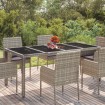 Mesa de jardín superficie de vidrio ratán PE gris 190x90x75 cm