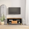 Mueble de TV madera maciza mango marrón y negro 100x33,5x46 cm