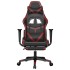 Silla gaming masaje reposapiés cuero sintético negro rojo