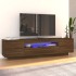 Mueble de TV con luces LED marrón roble 160x35x40