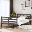 Estructura de cama doble madera maciza gris 135x190 cm