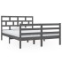 Estructura de cama doble madera maciza gris 135x190