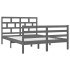 Estructura de cama doble madera maciza gris 135x190