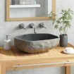 Lavabo de piedra de río ovalado 45-53 cm