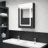 Armario de baño con espejo LED negro brillante 50x13x70