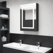 Armario de baño con espejo LED negro brillante 50x13x70 cm