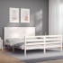 Estructura de cama con cabecero madera maciza blanco 160x200