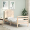 Estructura de cama individual con cabecero madera maciza