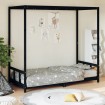 Estructura de cama para niños madera de pino negro 90x200 cm