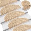 Alfombrilla autoadhesiva escalera sisal 15 uds beige 65x21x4 cm