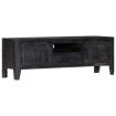 Mueble para TV de madera maciza de mango negro 118x30x40 cm