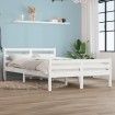 Estructura de cama doble pequeña madera maciza blanca 120x190cm