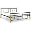 Estructura de cama metal y madera maciza de roble 180x200 cm