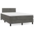 Cama box spring con colchón terciopelo gris oscuro 120x200