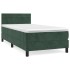 Cama box spring con colchón terciopelo verde oscuro 90x190