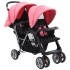 Carrito para 2 niños tandem de acero rosa y