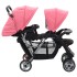 Carrito para 2 niños tandem de acero rosa y