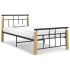 Estructura de cama metal y madera maciza de roble 100x200