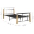 Estructura de cama metal y madera maciza de roble 100x200