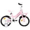 Bicicleta niños y portaequipajes delantero 14 blanca y rosa