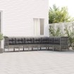 Set de muebles de jardín 7 pzas y cojines ratán sintético gris