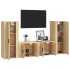 Set de muebles para TV 4 pzas madera contrachapada roble