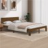 Estructura de cama madera maciza de pino marrón miel 140x200