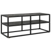 Mueble para TV negro con vidrio de mármol negro 100x40x40 cm