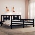 Estructura de cama con cabecero madera maciza negro 200x200