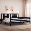 Estructura de cama con cabecero madera maciza negro 200x200 cm