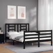 Estructura de cama con cabecero madera maciza negro 120x200 cm