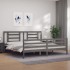 Estructura de cama con cabecero madera maciza gris 200x200