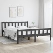 Estructura de cama madera maciza gris King Size 150x200 cm