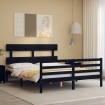 Estructura de cama con cabecero madera maciza negro 160x200 cm