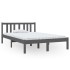 Estructura de cama doble pequeña madera maciza gris 120x190