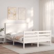 Estructura de cama con cabecero madera maciza blanco 140x200 cm