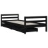 Estructura cama infantil y cajones madera pino negro 90x190