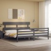 Estructura de cama con cabecero madera maciza gris 200x200 cm