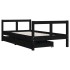 Estructura cama infantil y cajones madera pino negro 80x160