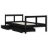 Estructura cama infantil y cajones madera pino negro 80x160