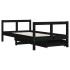 Estructura cama infantil y cajones madera pino negro 80x160