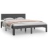 Estructura de cama madera maciza gris doble 135x190