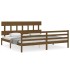 Estructura cama y cabecero madera maciza marrón miel 200x200