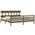 Estructura cama y cabecero madera maciza marrón miel 200x200