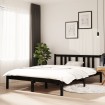 Estructura de cama doble madera maciza negra 135x190 cm