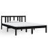 Estructura de cama doble madera maciza negra 135x190