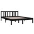 Estructura de cama doble madera maciza negra 135x190